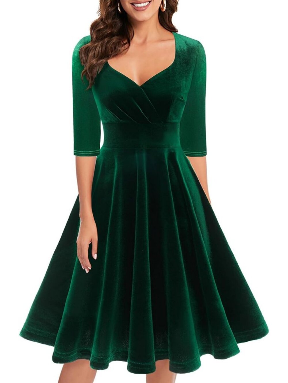 Velvet Long Sleeve Midi Dress for Women | Formal Wedding Guest & Holiday Party